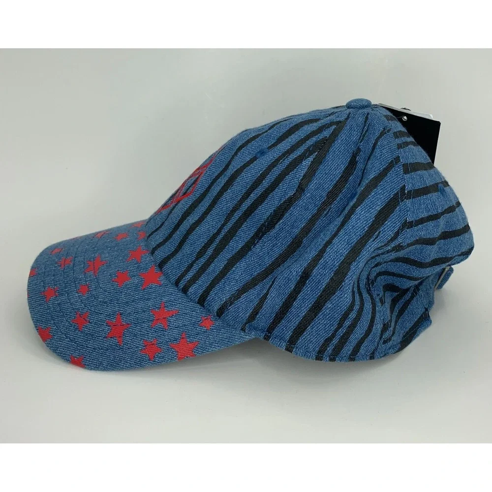 Birds of Prey Hat Harley Quinn Blue Denim Red Stars Diamonds Ball Cap New w/ Tag